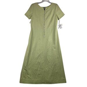 Shomi By Miller Shor Size 12 Silk Pistachio Maxi Dress Shoulder Pads Deadstock